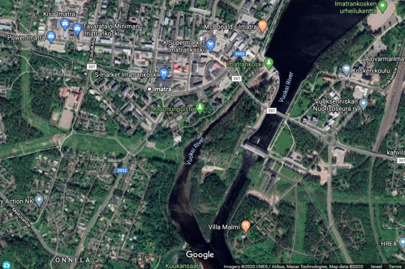Вид на водопад с воздуха (google.maps)