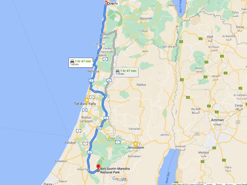 Карта Хайфа – Бейт-Гуврин