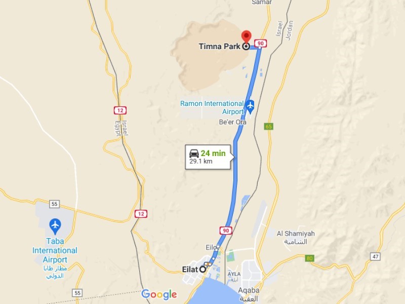 Карта маршрута Эйлат – Тимна