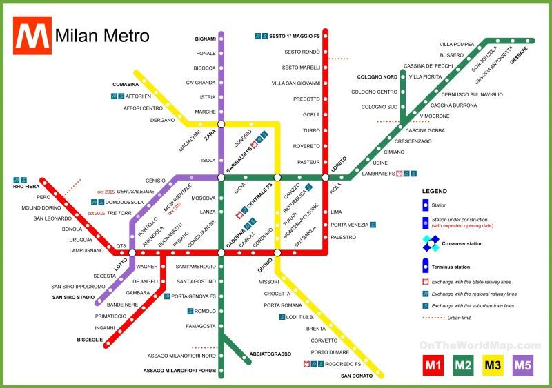 Схема Миланского метро